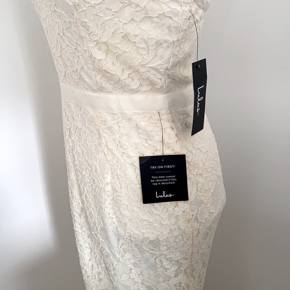 Lulus cream wedding mermaid lace halter dress - Picture 3 of 6